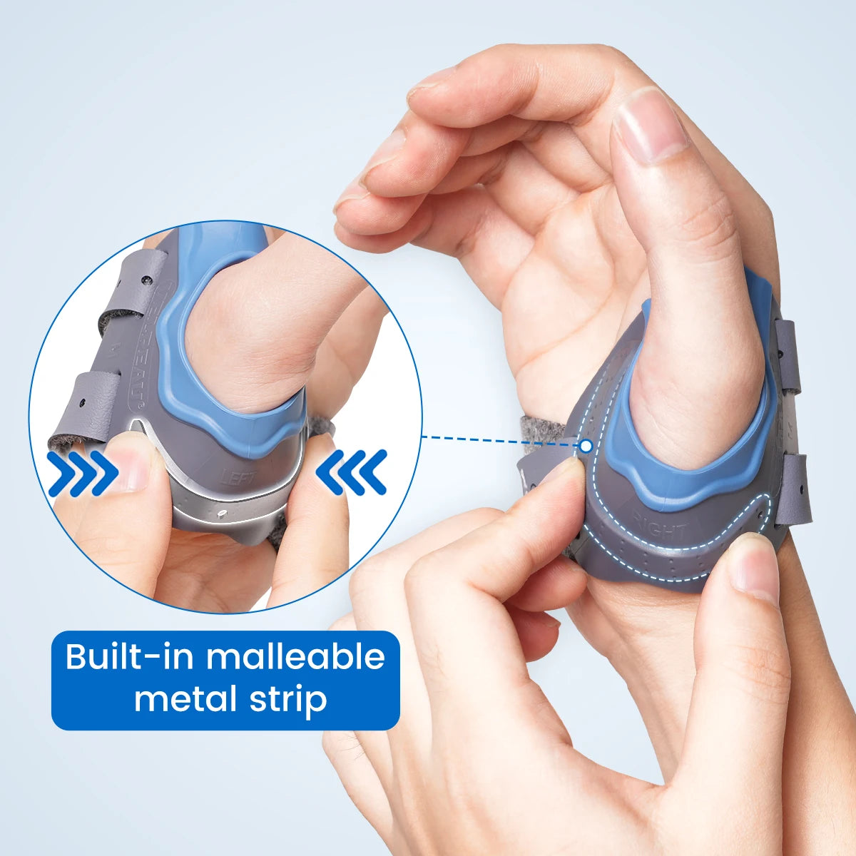 VELPEAU CMC Thumb Brace with Shape-memory Restriction Splint, Thumb CMC Joint Stabilizer for Thumb Basal Arthritis Pain