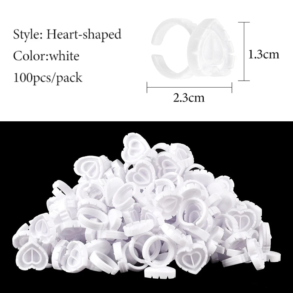100PCS Disposable Glue Rings Eyelash Extension/Nail Art/Tattoo Blossom Smart Cup Extension Supplies Tools