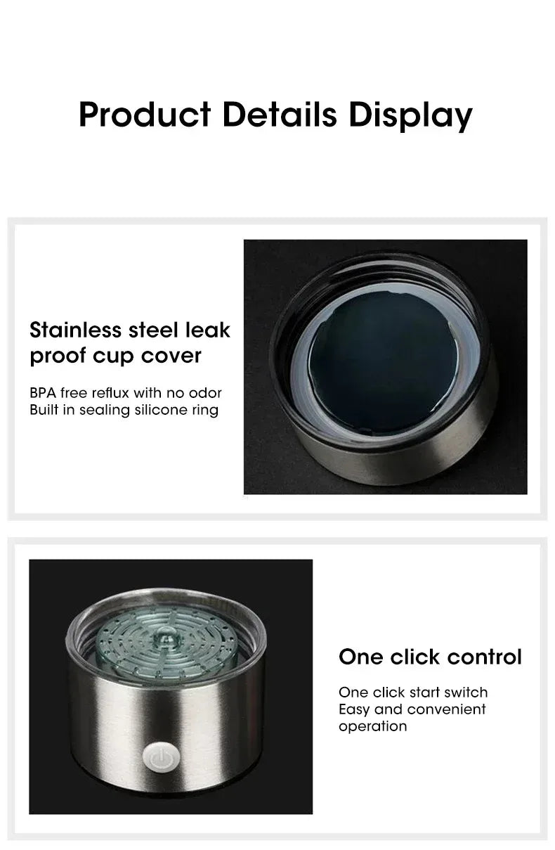 Hydrogen Rich Water Cup Portable 420ml Electric Hydrogen Water Generator Bottle Titanium Quality Filter Antioxidant Ionizer