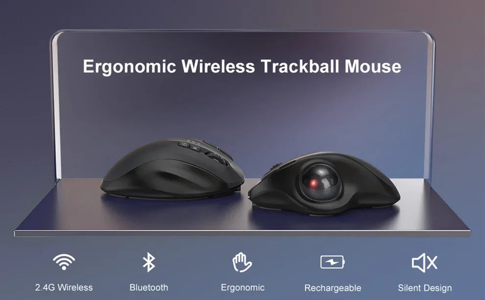 Ergonomic Wireless Trackball Mouse Easy Thumb Control Precision Smooth Tracking, Ergonomic Comfort Design, for Windows, PC Mac