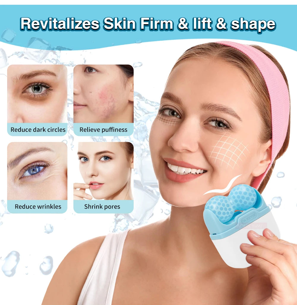 Hello Face Ice Roller S30 Facial Massage Reusable 2 Shape Heads Freezable Ice Massager Lifting Tools