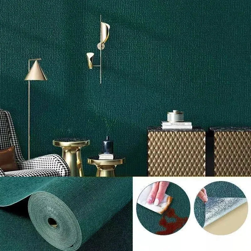 3D DIY Thicken Waterproof Mildew Proof Self-adhesive Insulation Wallpaper Linen Plain Color Stickers Renovation Wall Stickers