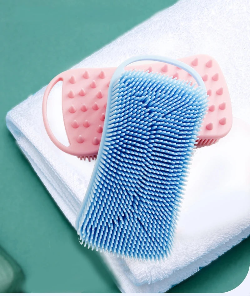 Double Sided Silicone Shower Brush 2 In 1 Exfoliating Body Brush Multi-Function Skin Cleaning Silicone Bath Brush Massage Brush