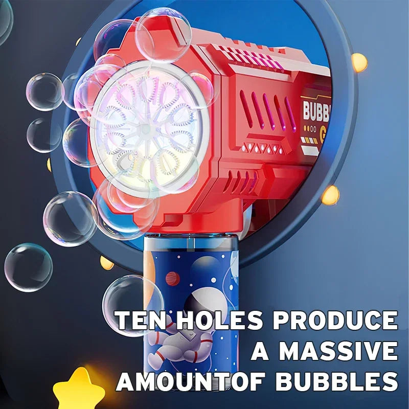 Fully Automatic Bubble Gun Rocket Bubbles Machine Automatic Blower with Bubble Liquid Toys for Kids Beach Outdoor Bubble Gifts