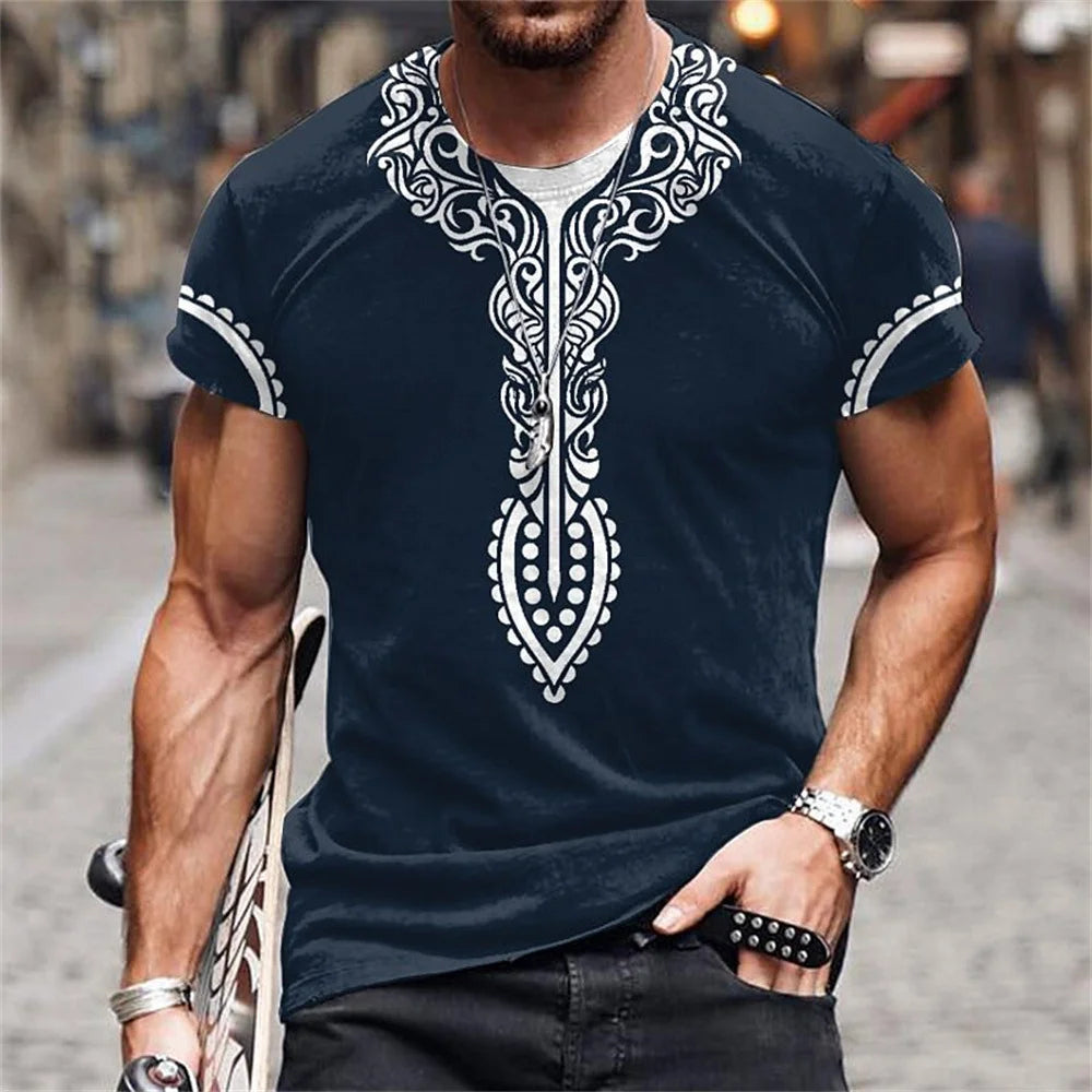 Men's 6-pack Abdominal Muscle T-shirt 3D Printed Short Sleeved Fitness Running Sports Casual Loose Short Sleeved Comfortable Shi