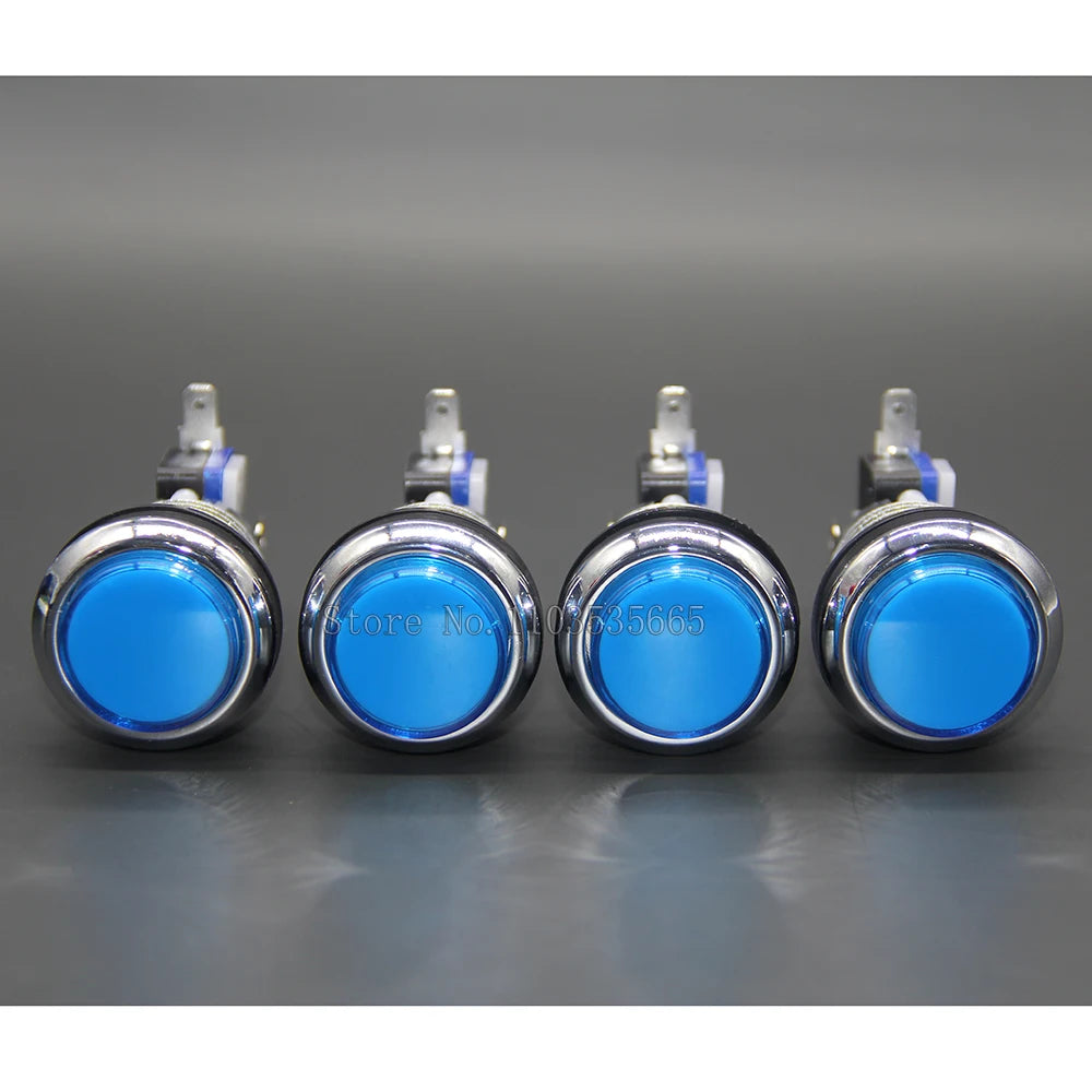 1PCS CHROME Plated illuminated arcade push button 5V 12v LED Arcade Start Push Button with microswitch for Arcade game DIY