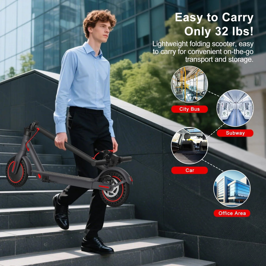 Adult 350W Electric Scooter 19mph Top Speed 16 Miles Max Range Foldable E-Scooter with 8.5'' Tires Double Shock System APP Control