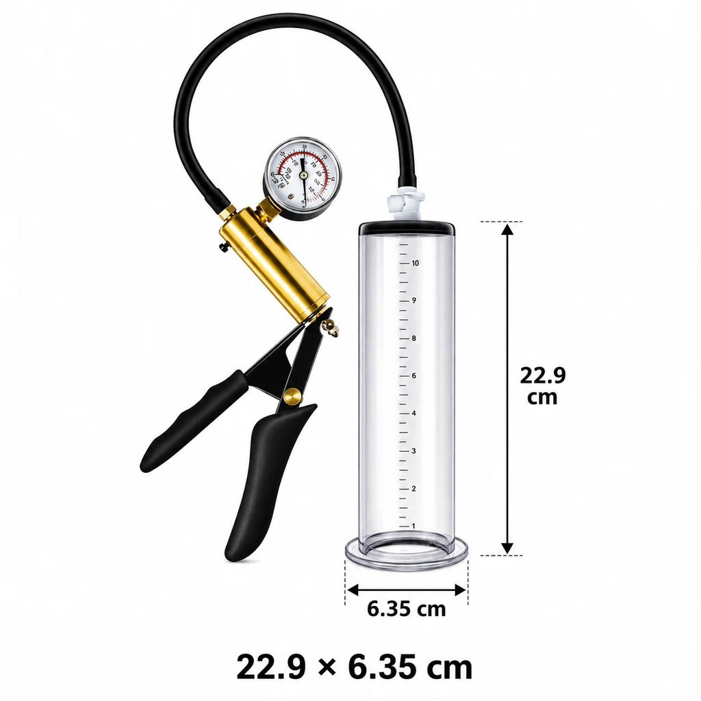 Men Adjustable Vacuum Training Kit with Transparent Acrylic Cylinder, Metal Pressure Dial, and Hand Pump for Home Use