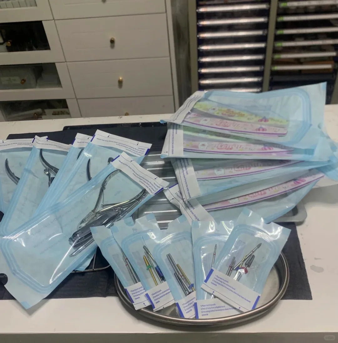 200Pcs Disposable Nail Sterilizer Bag Transparent Visibility Manicure Bags Dry Heat Nail Art Plier Equipment Disinfection Tools*