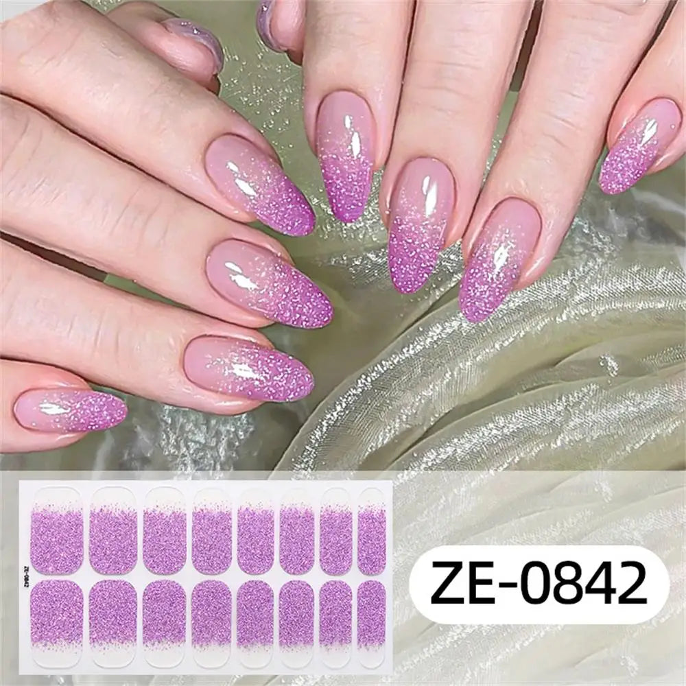 Gradient Galaxy Series Press-on Nails | 16-Piece Set of Removable Self-Adhesive Fake Nail Stickers | Valentine's Day Gift Idea