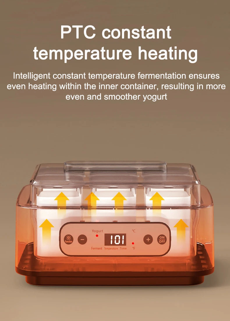 Electric Yogurt Maker 6 Glass Cups Automatic Natto Rice Wine Fermenting Machine Fermenter Sour Milk Pot Temperature Adjustment