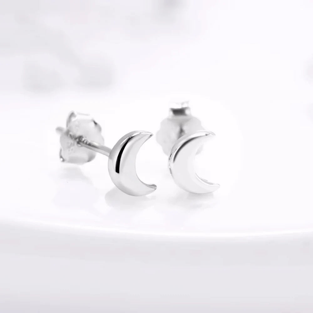 Modian New 2026 Solid 925 Sterling Silver Rose Gold Color Moon Stud Earrings For Women Trendy Small Exquisite Jewelry Bijoux
