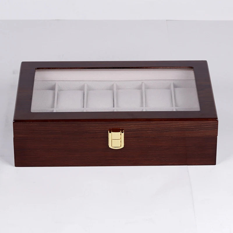 Luxury Handmade Wood 6/10/12Grids  Watch Clock Box for Men's and Women's Jewelry Storage Packaging Box Watch Organizer Display