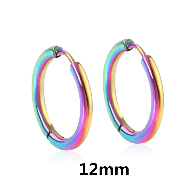 Multistyle Rainbow Ear Jewelry Stainless Steel Hoops Fashion Alloy Heart Wings  Witch Hat Foot Sun Charm Earrings For Women Men