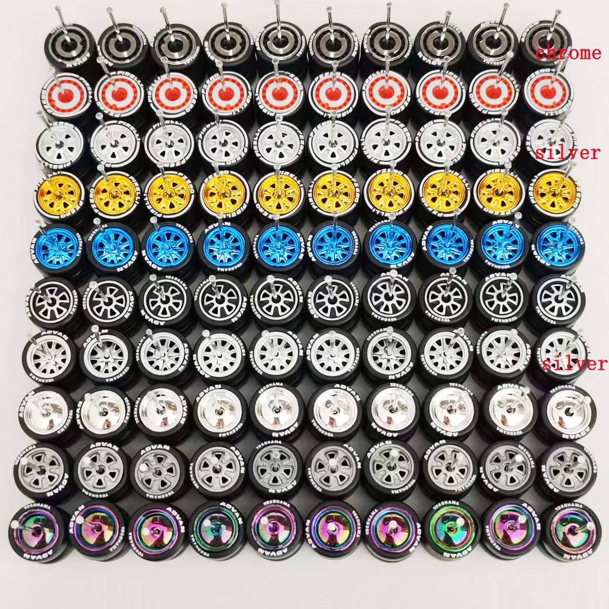 50 Sets 1/64 Wheels Pack with Rubber Tires Axles for 1:64 Matchbox Domeka Hotwheel Diecast Car Model Cars Wholesale
