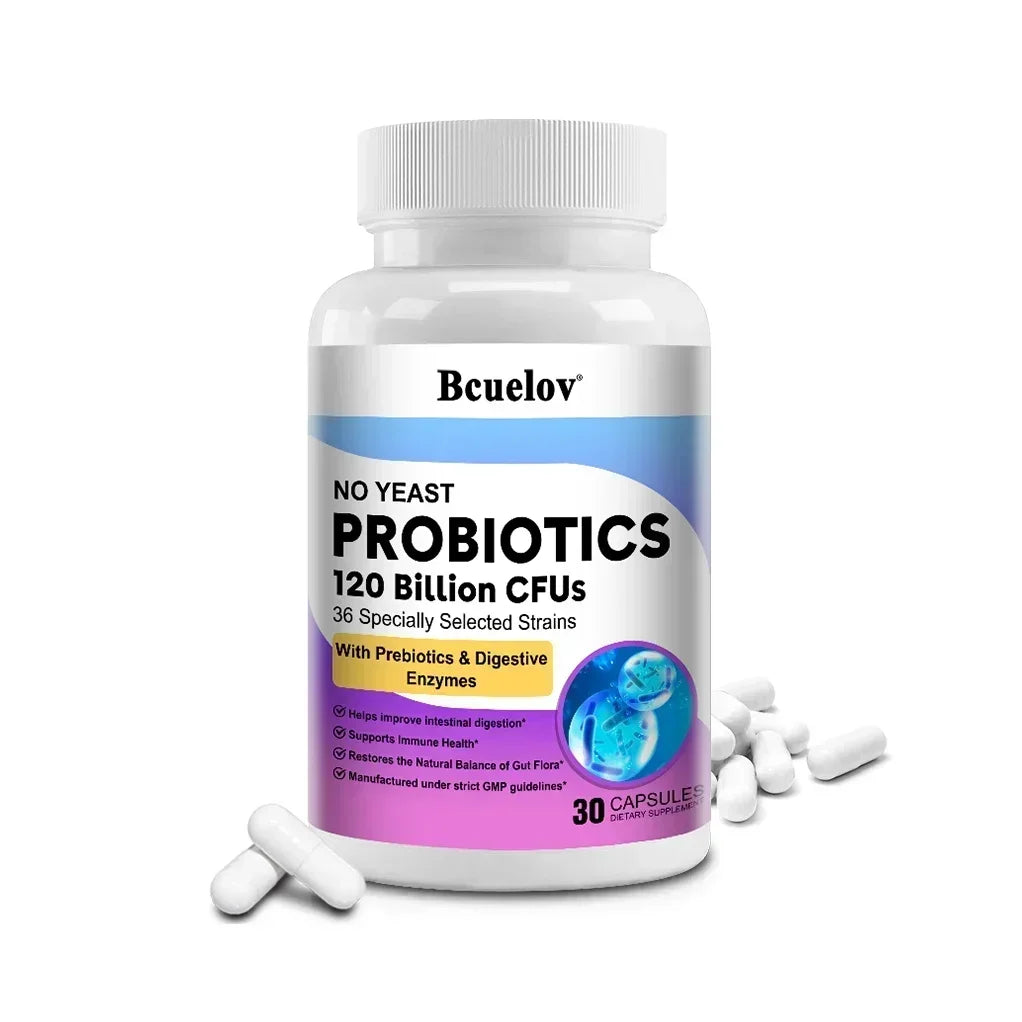 Organic Enzymes Probiotic Capsules 120 Billion CFU Probiotic Supplement with Prebiotics & Digestive Enzymes