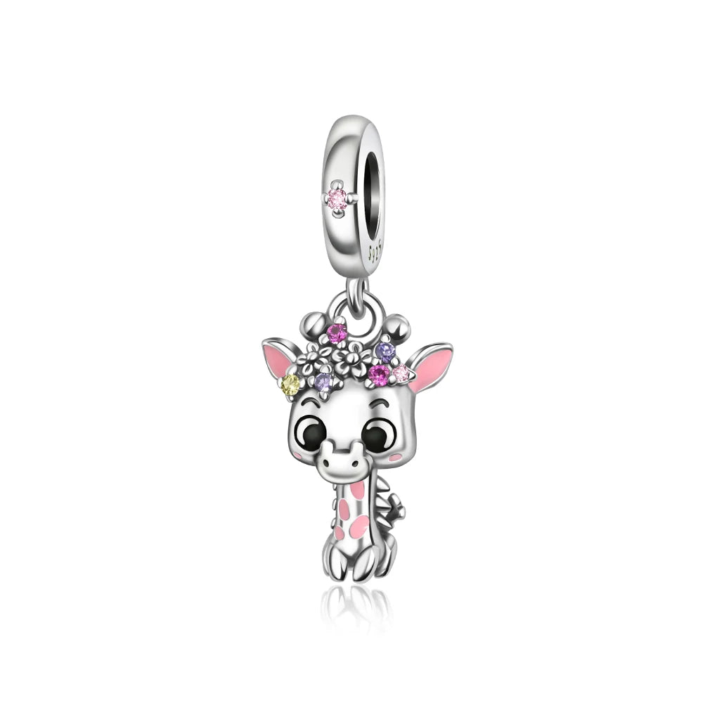 Beautiful 925 Sterling Silver Puppy Cat Swallow Raccoon Giraffe Animal Pendant Fit DIY Bracelet Necklace Package Jewelry Gifts