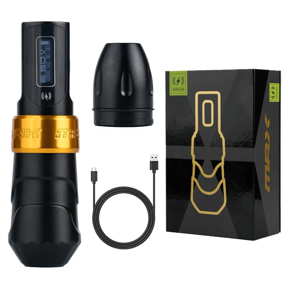 MAX Tattoo Machine Pen 4.0mm Stroke Professional Body Art Makeup Rechargeable LED Digital Display Battery Wireless Pen Machine