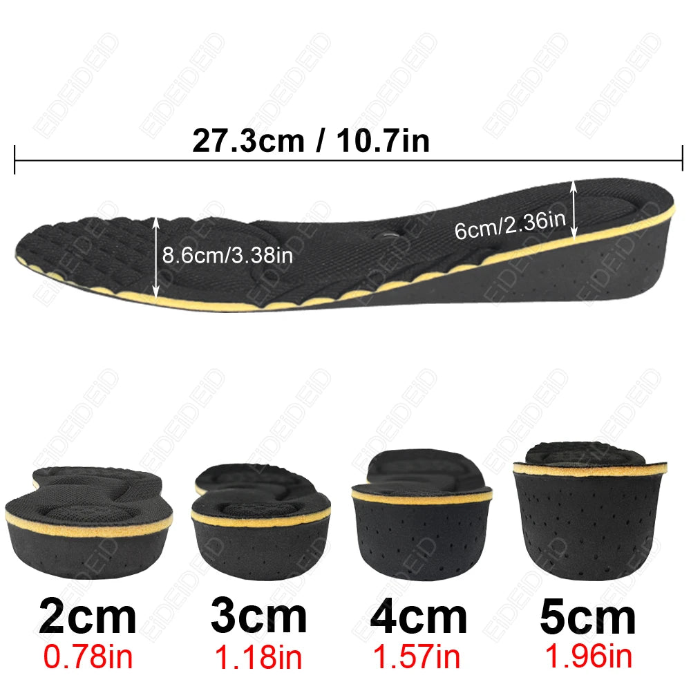 Magnet Height Increase Insoles 2-5cm Adjustable Invisible Arch Support Cushion Massage for Men Women EID