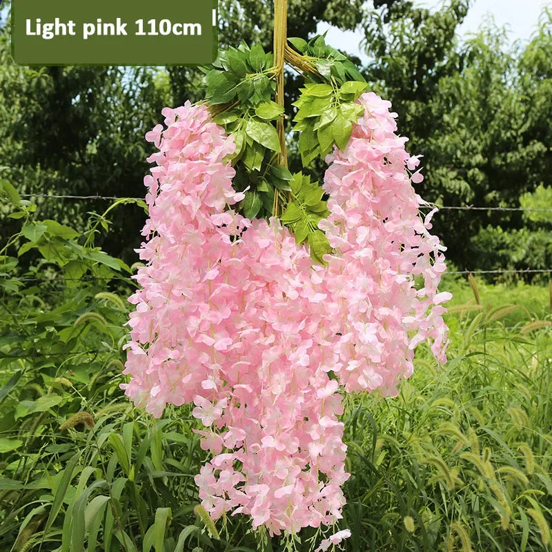 12pcs Artificial Wisteria Flowers String Hanging Garland Decor Fake Flower Outdoor Wedding Garden Arch Home Party Decoration