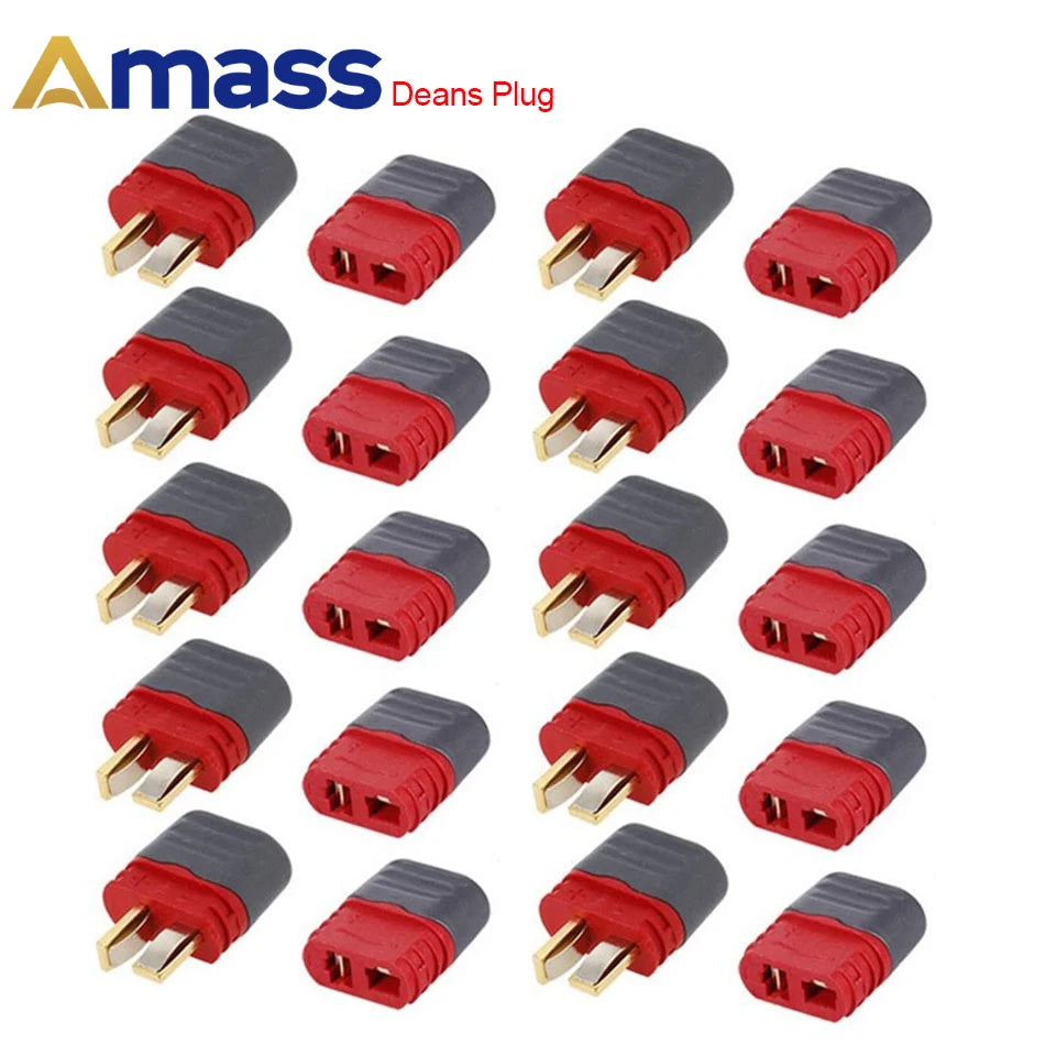 10PC 20PC Amass T Connector Deans Plug with Cover Male Female Amass Deans Connector with Sheath Housing For RC Lipo battery Toys