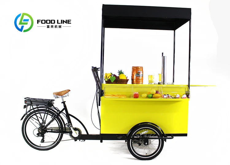 Electric Beer Cargo Bike Adult Tricycle 3 Wheels Kiosk Mobile Food Display Cart for Coffee Fruit Beer on the Street