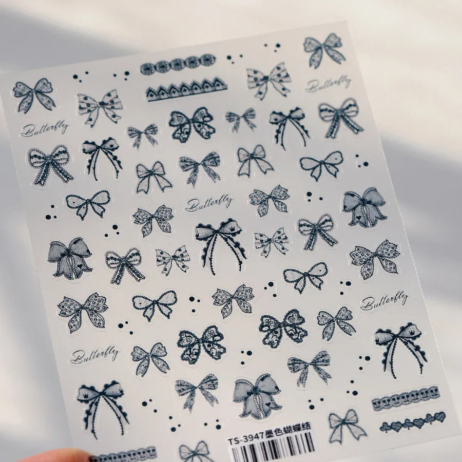 1pcs 5D Shell Light Nail Stickers Fashion Gold Border Love Heart Bowknot Moon Star Art Decal High Quality Manicure Decorations