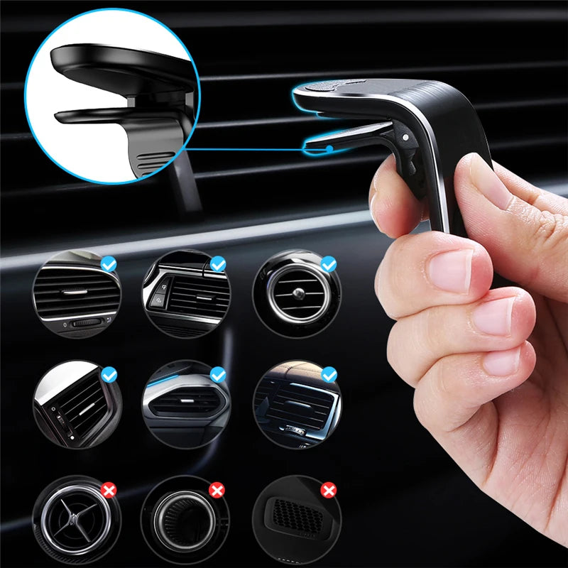 L-Type Magnetic Car Mobile Phone Holder Universal Air Vent Car Smartphone Mount Cell Phone GPS Support For iPhone Xiaomi Bracket