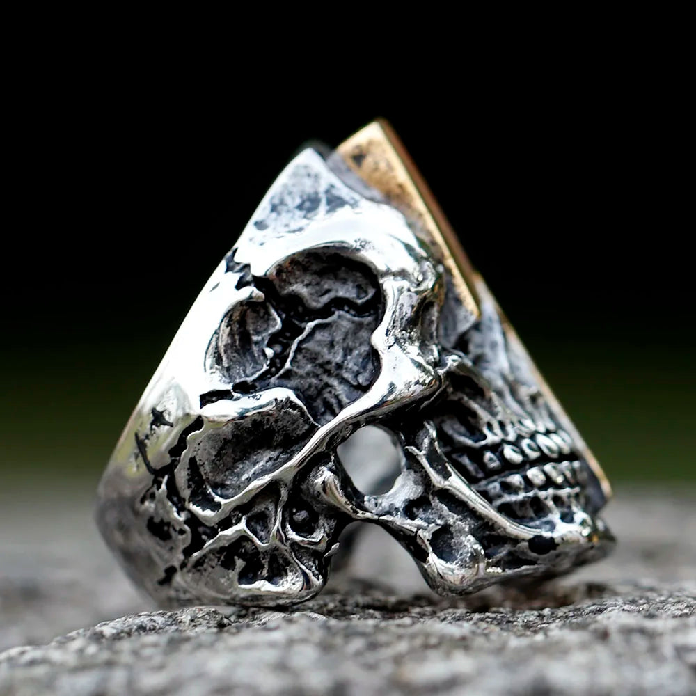 2022 New Stainless Steel Lightning Skull Ring For Men Punk Rock Gothic Punk Metal Rock Biker Jewelry Accessories Wholesale