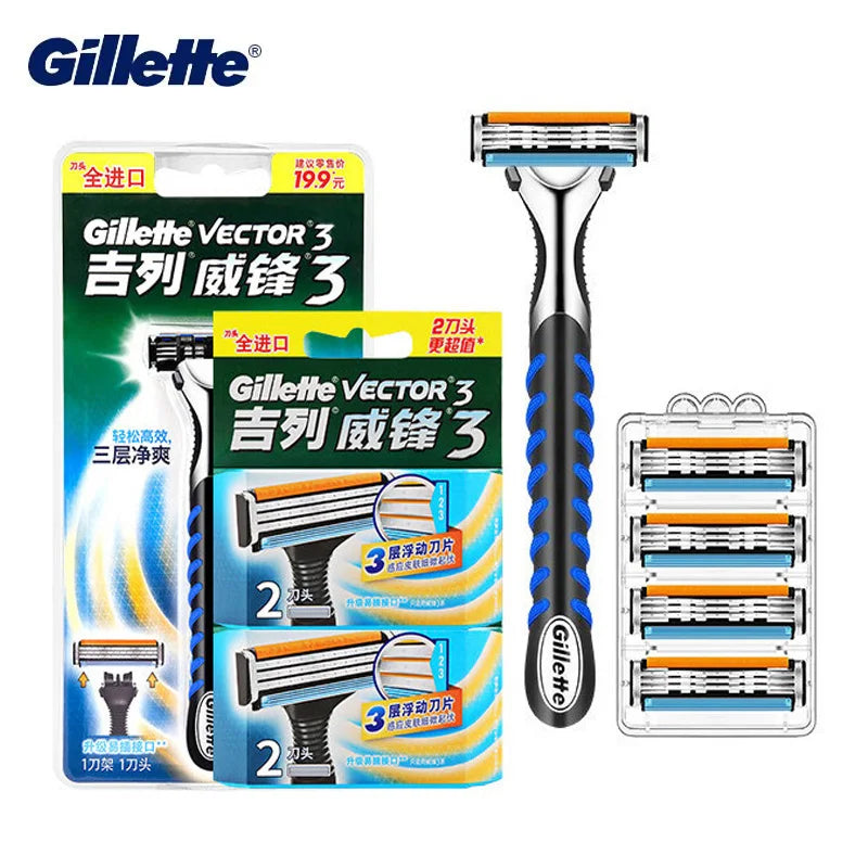 Gillette Sensor Excel Razor Blades Ultra Thin 3 Layer Sharp Shaving Blades Vector3 Men Face Hair Removal  Shaver Replace Refills