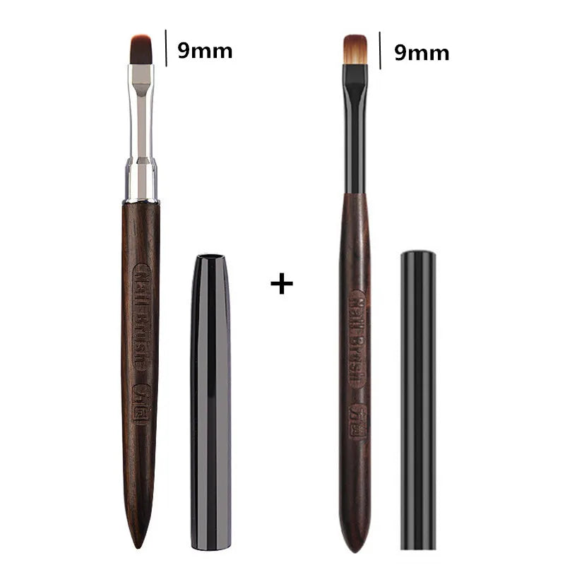 2PCS Sandalwood Handle Nail Drawing Brushes For Manicure Lines Painting Gradient UV GEL Extension Builder Drawing Pen