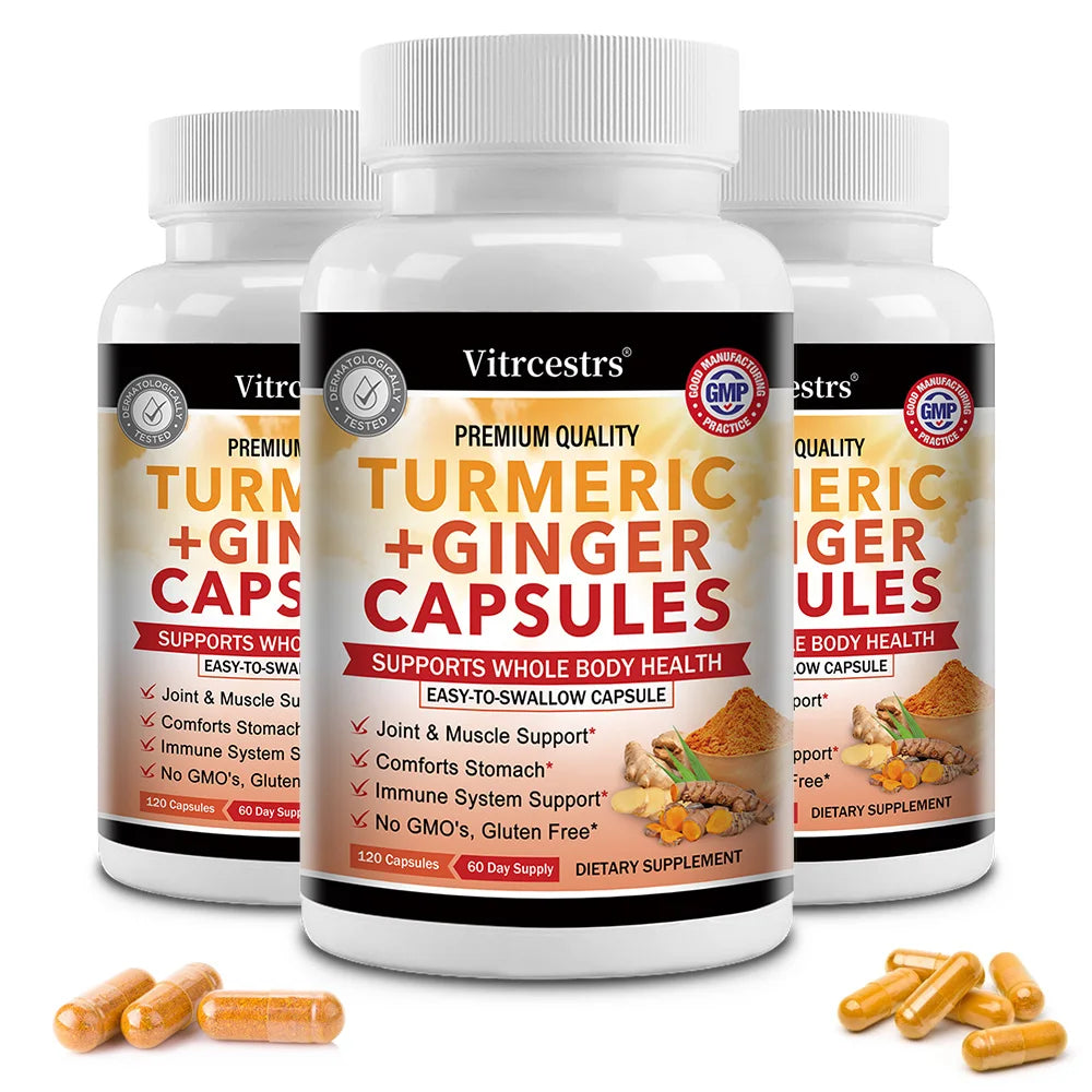 High Strength Turmeric Ginger Capsules, Pure Turmeric Curcumin with Ginger, Joint Health, Antioxidant Digestive & Immune Support