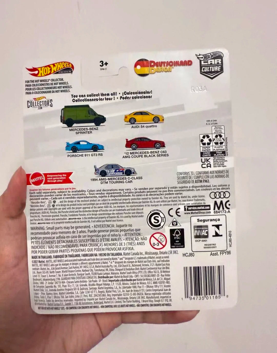 New Hot Wheels Premium 1:64 AMG Mercedes C-Class DTM Touring Metal Car Model Deutschland Design Culture Fans Collectible Toy Car
