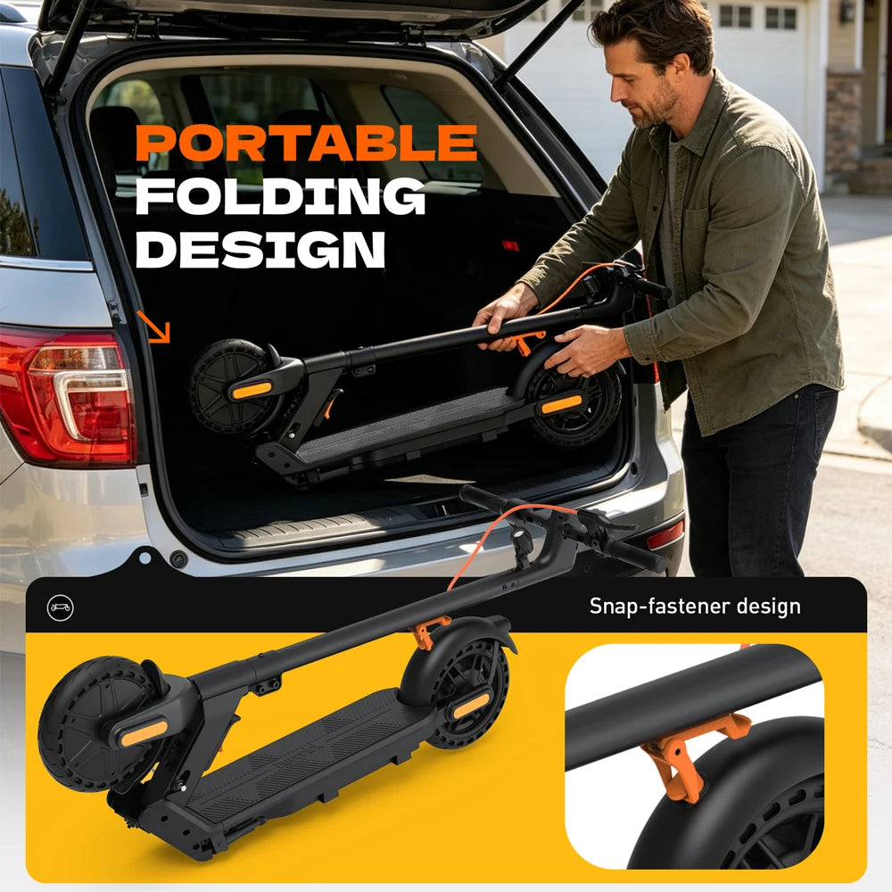 Fast E-Scooter C8 350W Electric Scooter 36V 5.2Ah Foldable Electric Scooter Max 15mph (25km/h) 8.5' Solid Outer-Tread Tire