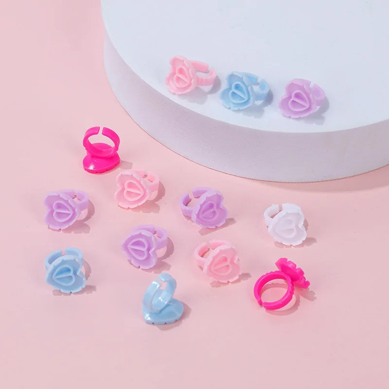 100PCS Disposable Glue Rings Eyelash Extension/Nail Art/Tattoo Blossom Smart Cup Extension Supplies Tools