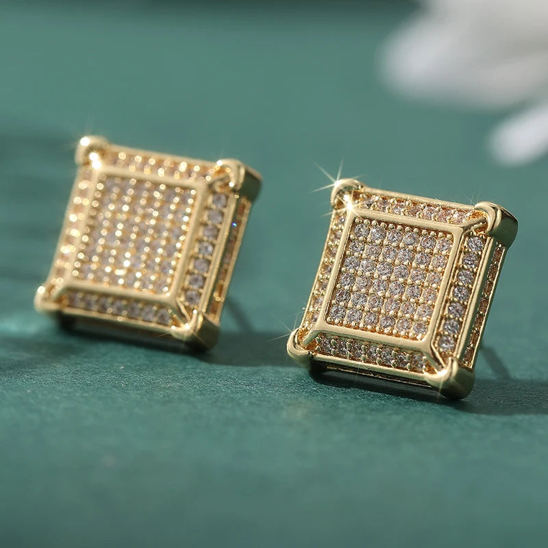 Delicate stud earrings for men and women Square accessories suitable for wedding parties go with everything