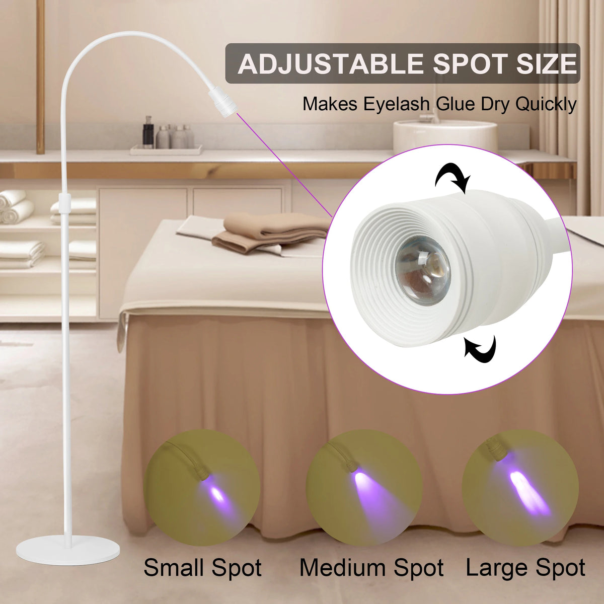 12W LED UV Lamp with Foot Switch Eyelash Extention Gel Curing Floor Lamp Beauty Salon Angle Adjustable Holder Spotlight UV Lamp