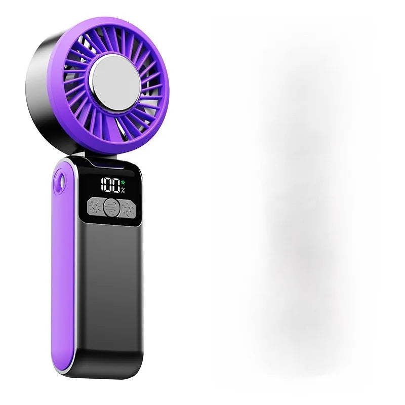 Handheld Folding Semiconductor Digital Display Desktop Fan Cooling Superconductor Ice Compress Handheld Fan One-Button Outdoor