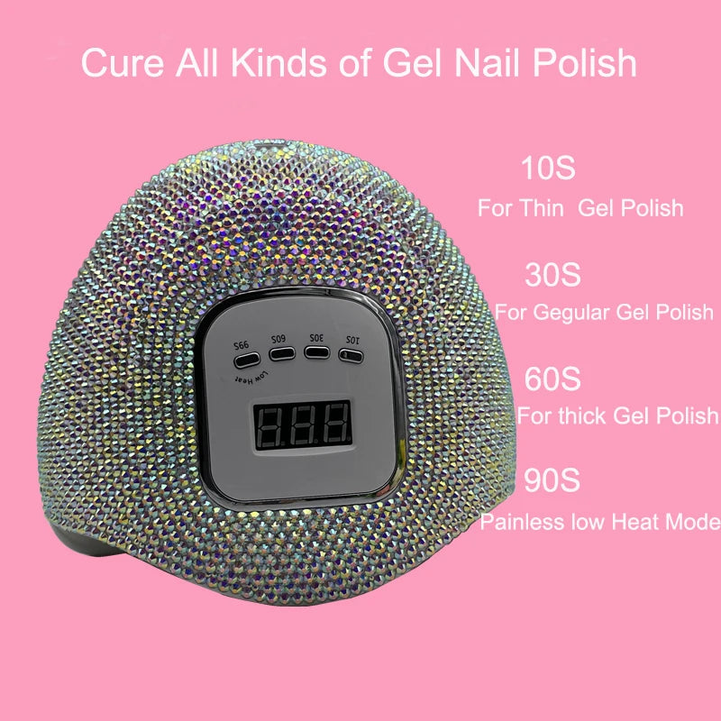 UV Light for Nails Rhinestone Nail Dryer Lamp Maquina De Unha Em Gel LCD Display 45 Led Beads 4 Timer Setting Nail Art Tools