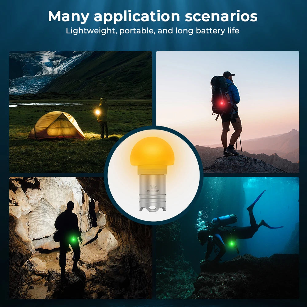 Wurkkos DL04 Diving Flashlight RGB Signal Light IPX8 Waterproof Jellyfish Design for Camping Swimming Emergency Visibility