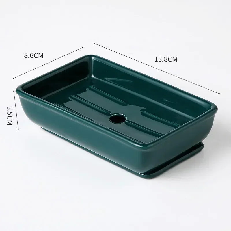 Light Luxury Soap Holder Ceramic Rectangle Household Bathroom Accessories Soap Dish Holders Restroom Organizer Kitchen Storage