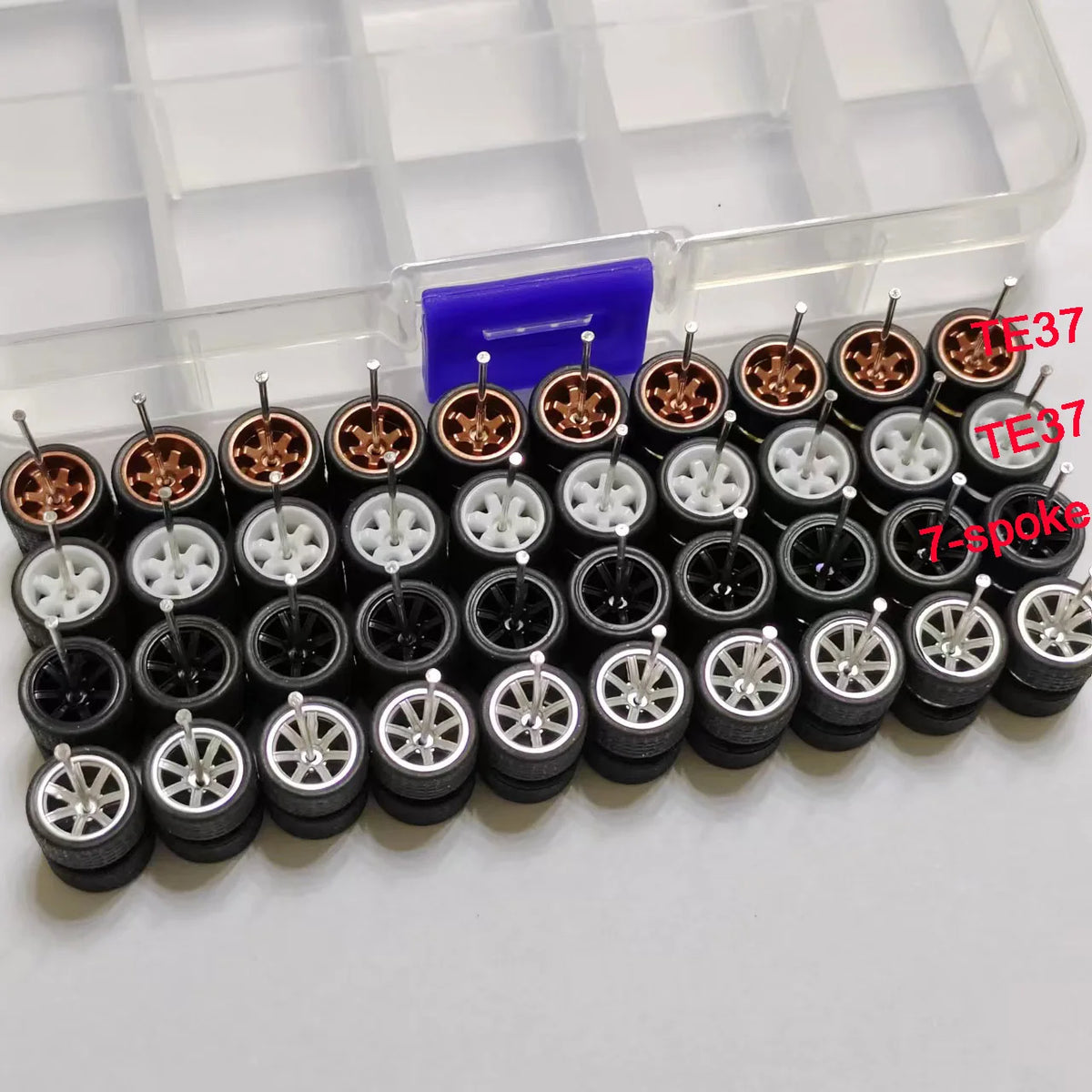 20 Sets 1/64 Alloy Car Wheels w Rubber Tires Axles for 1:64 Mini Model Cars Matchbox Domeka HW