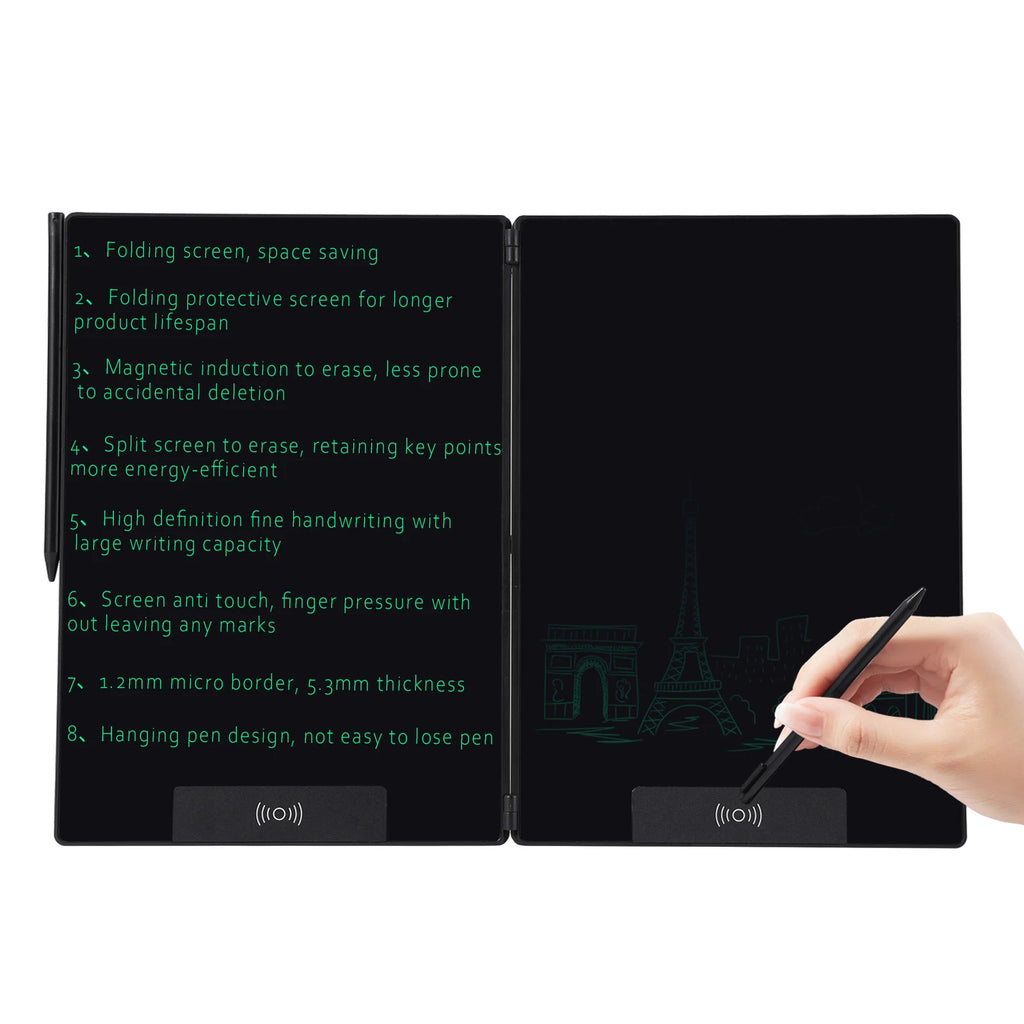 14.3-inch Folding Screen LCD Superfine Handwriting Writing Board Meeting Magnetic to Erase Drawings Tablet Split Screen