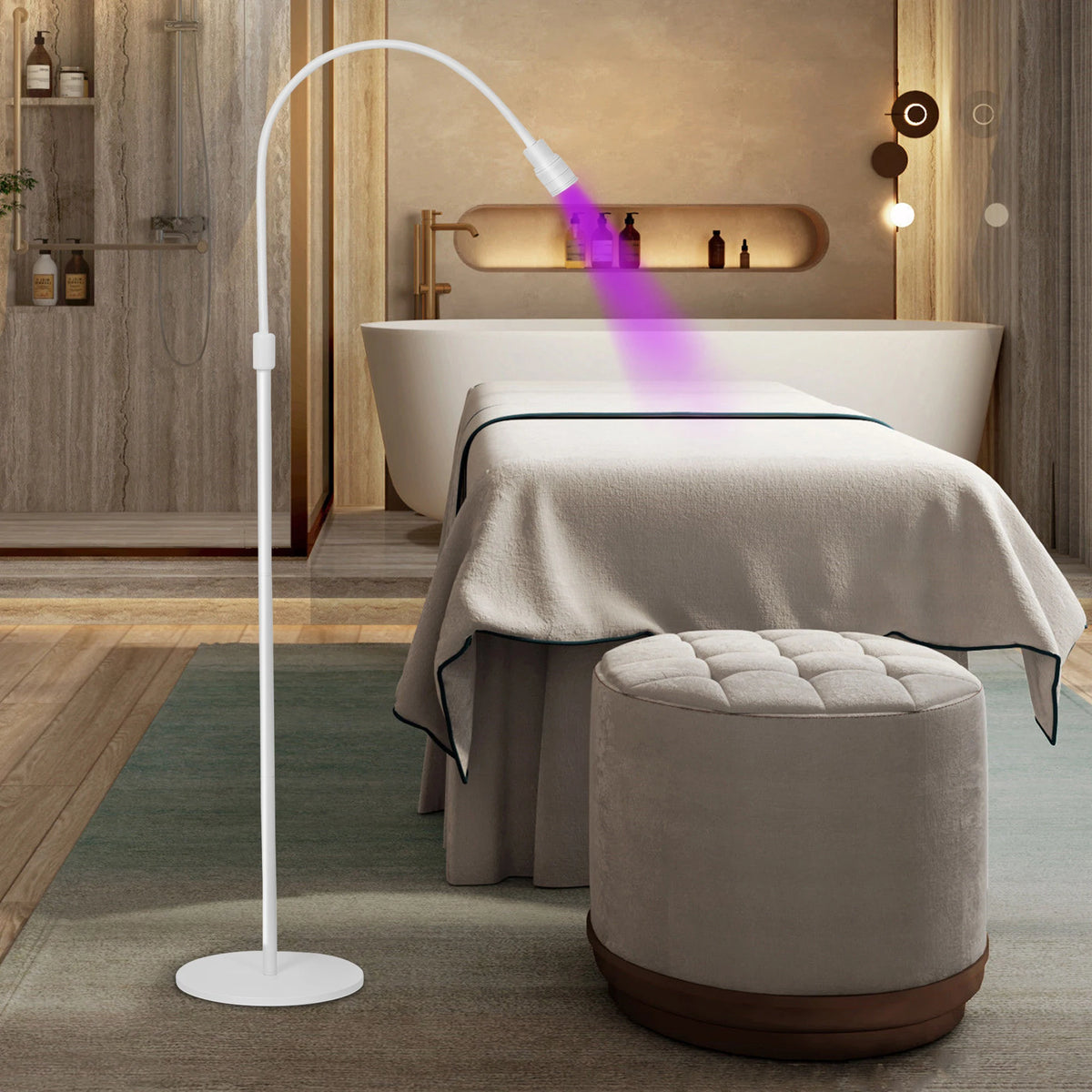 12W LED UV Lamp with Foot Switch Eyelash Extention Gel Curing Floor Lamp Beauty Salon Angle Adjustable Holder Spotlight UV Lamp
