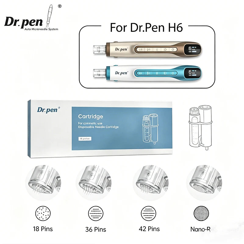 10Pcs Dr Pen H6 Cartridge Derma Pen Microneedling Pen Replacement Parts Needle Kits Needles Length 0.25MM