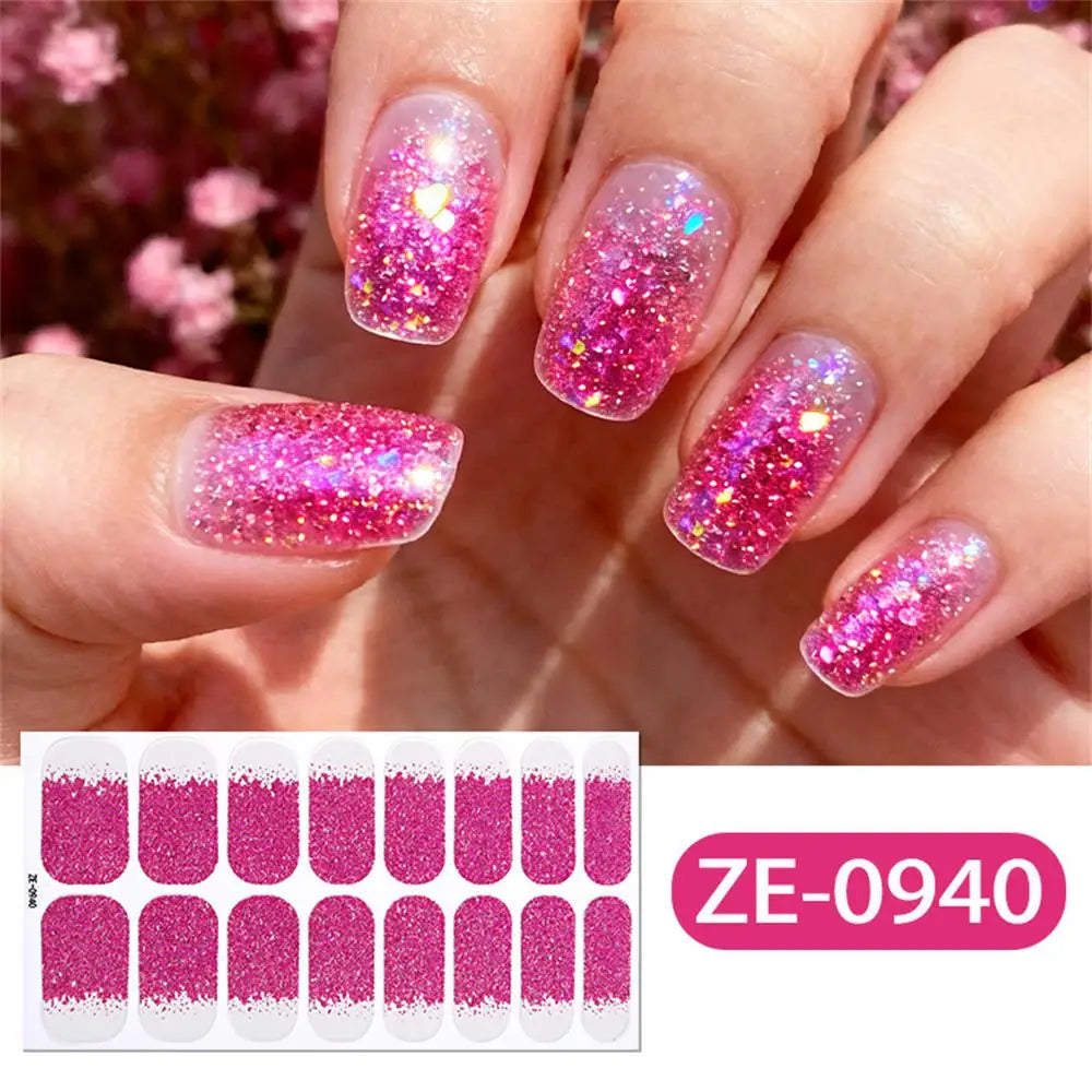Gradient Galaxy Series Press-on Nails | 16-Piece Set of Removable Self-Adhesive Fake Nail Stickers | Valentine's Day Gift Idea