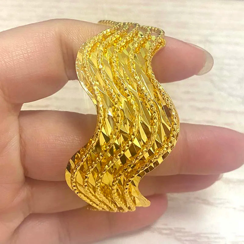 Ethiopian Dubai Gold Color Bangle For Women Girl Africa Wedding Thick Bracelet Bangles for Women