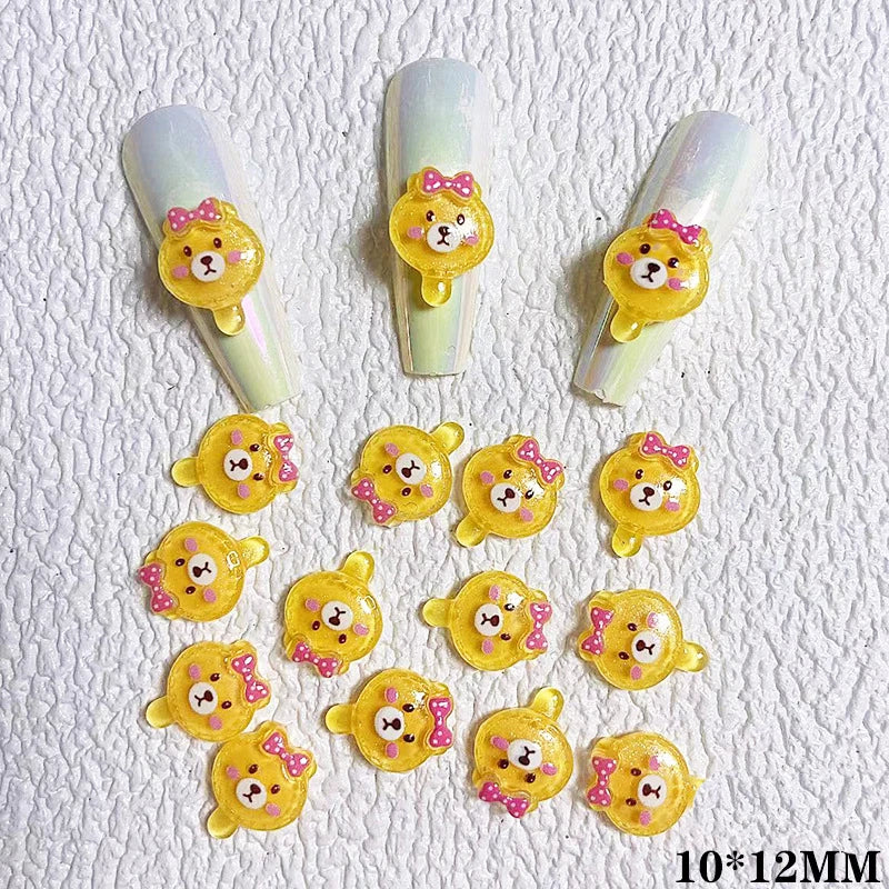 10pcs Cartoon Bunny Nail Art Charm 3D Candy Color Resin Cartoon Animal Lollipop Nail Decoration Korea Kawaii Nail Accessories