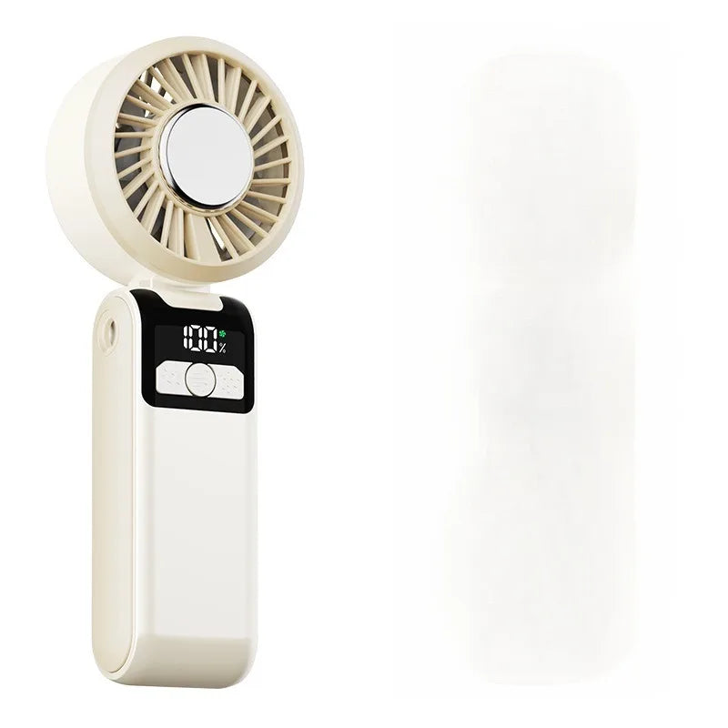 Handheld Folding Semiconductor Digital Display Desktop Fan Cooling Superconductor Ice Compress Handheld Fan One-Button Outdoor