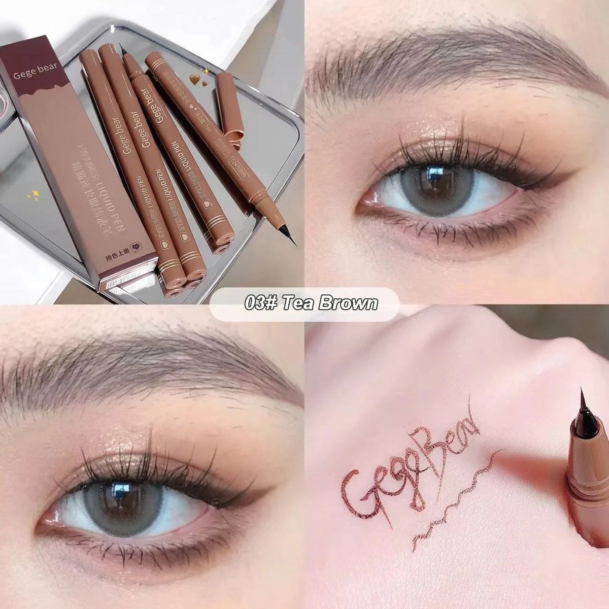 Gege Bear Liquid Eyeliner Pen Waterproof Smudge-proof Fast and Precise Makeup Quick and Smooth Drying Lower Eyelash Pen